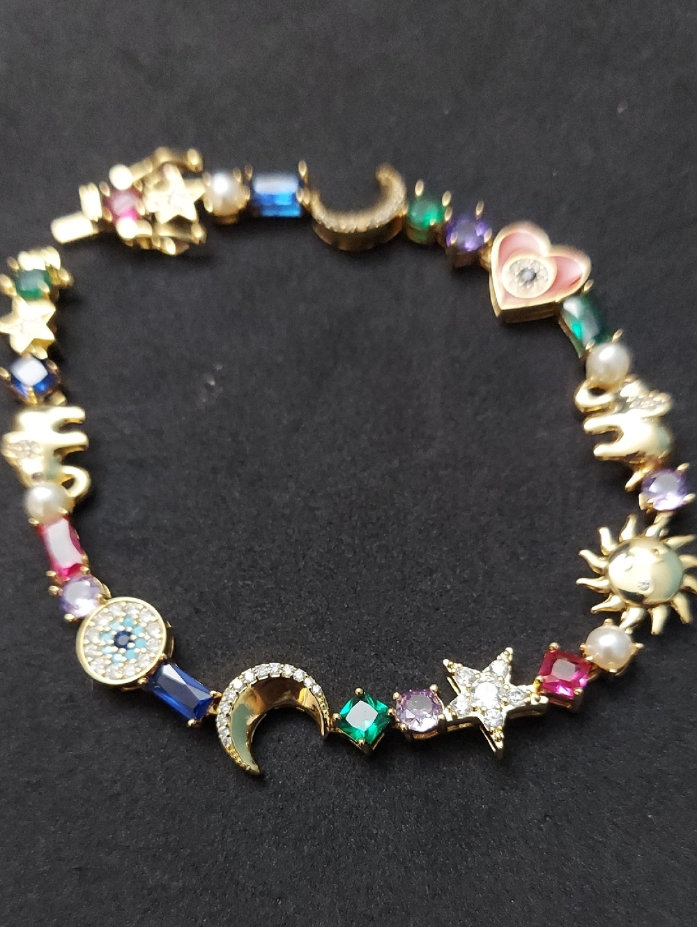 Kate Spade Gold-Tone Multicolor Celestial & Charm Bracelet - Women Jewelry - Picture 6 of 11